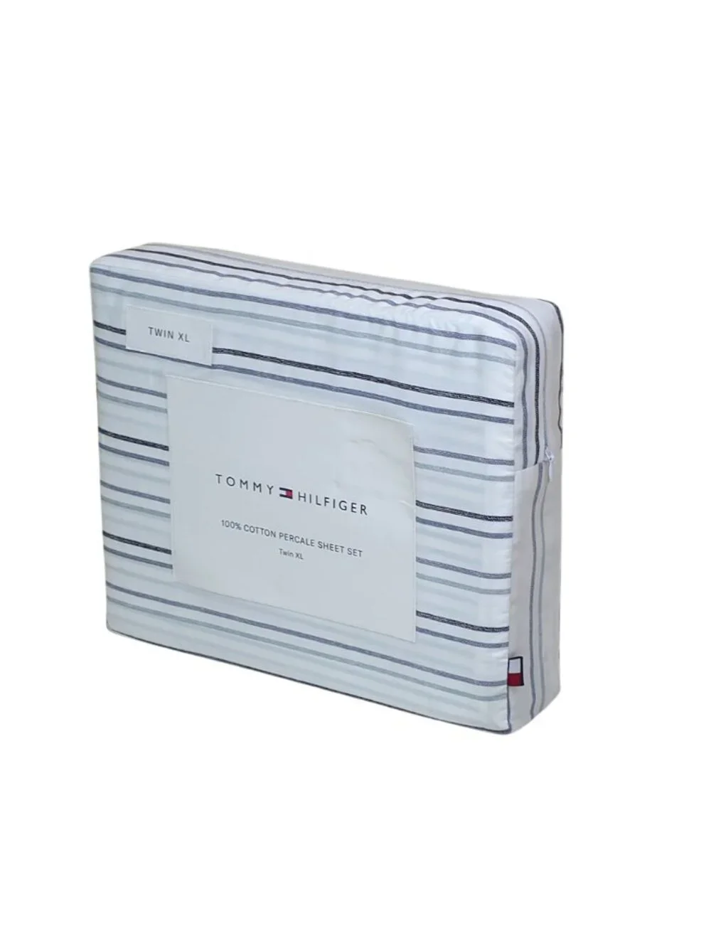 Tommy Hilfiger 100% Cotton Percale Sheet Set Twin XL Seaport Stripe Blue & White